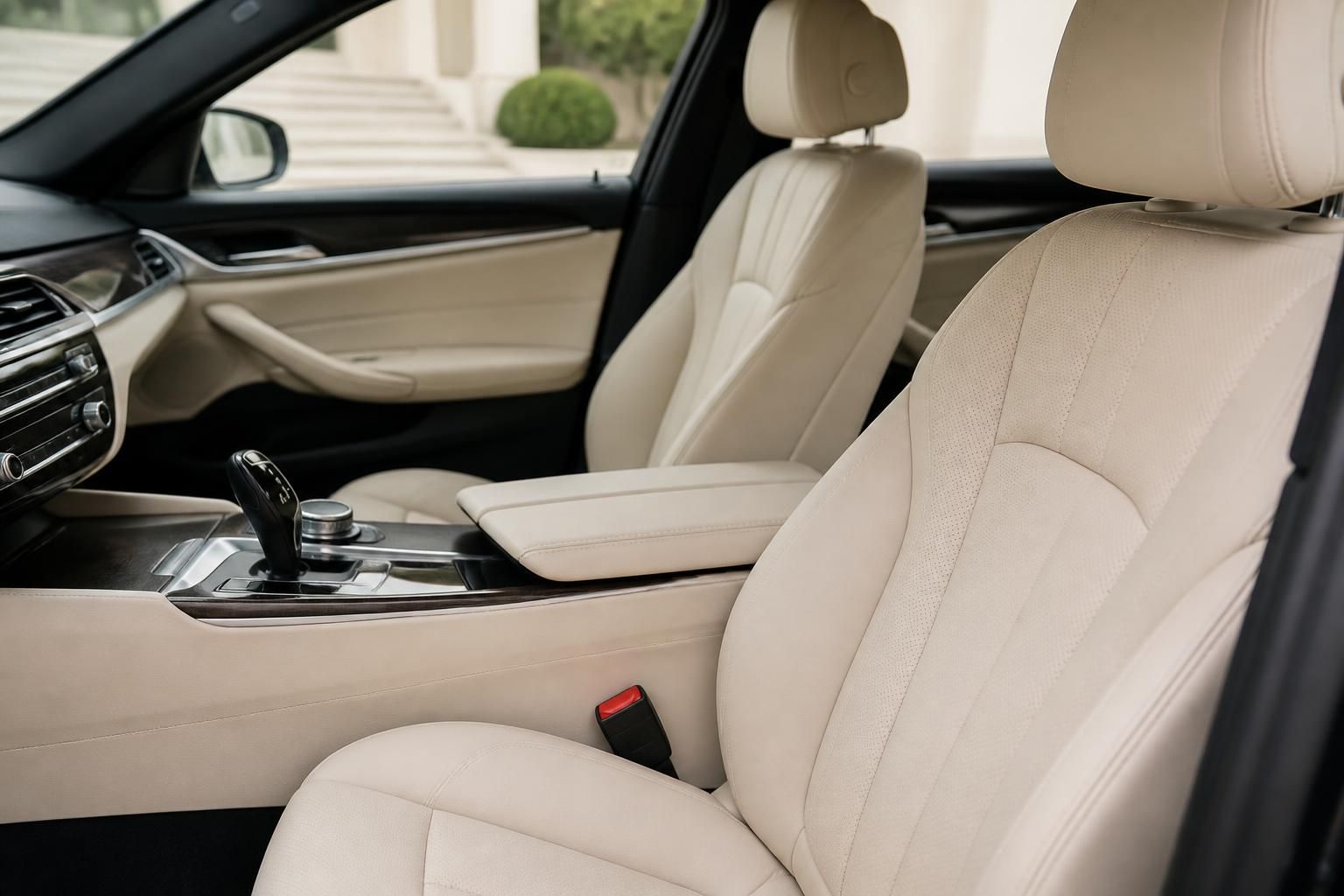 Fresh and immaculate luxury car cabin after odour treatment.