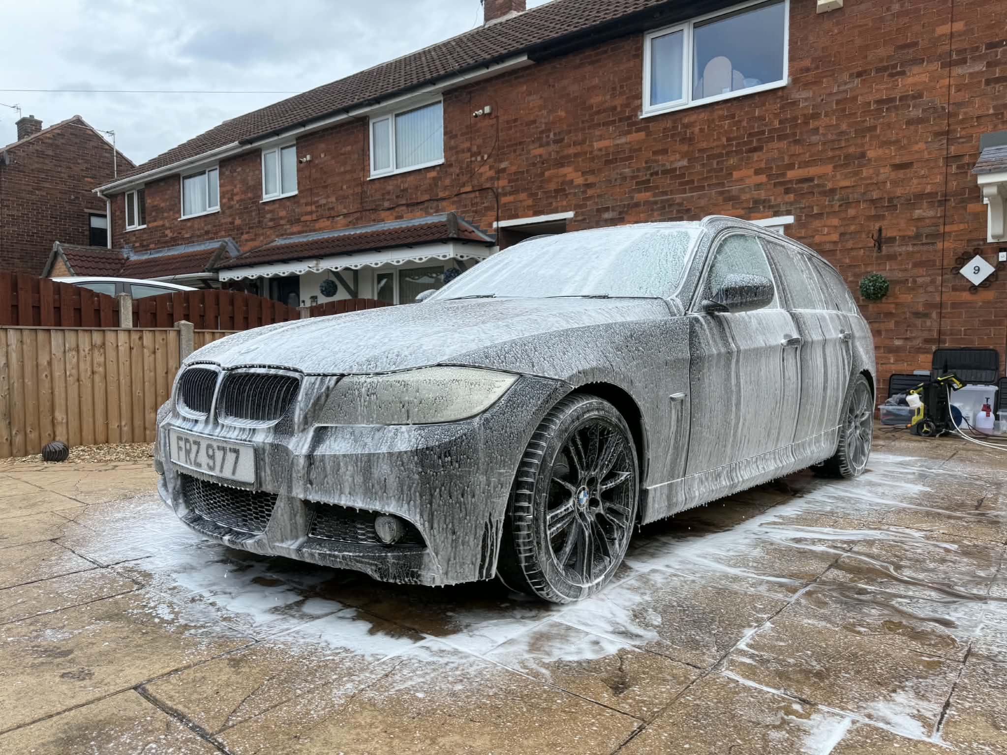 FRZ Detailing BMW covered in snow foam